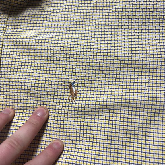 Polo Ralph Lauren Shirt Mens XL Yellow Plaid Flesh Pony Classic Short Sleeve - Picture 6 of 9
